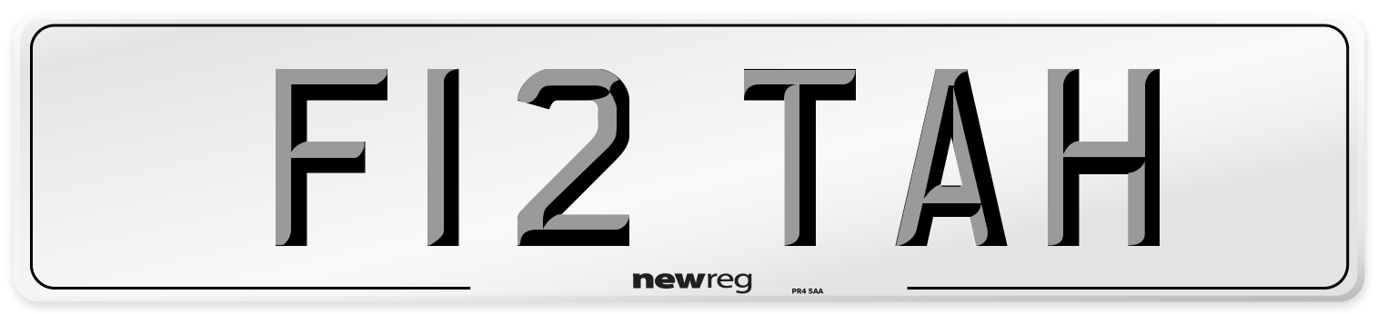 F12 TAH Number Plate from New Reg